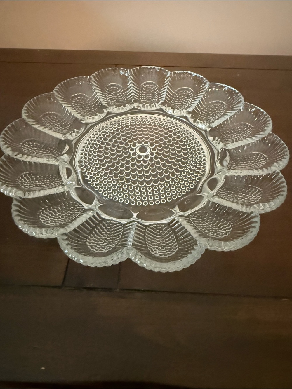 Vintage Indiana Glass Clear Hobnail Deviled Egg Platter